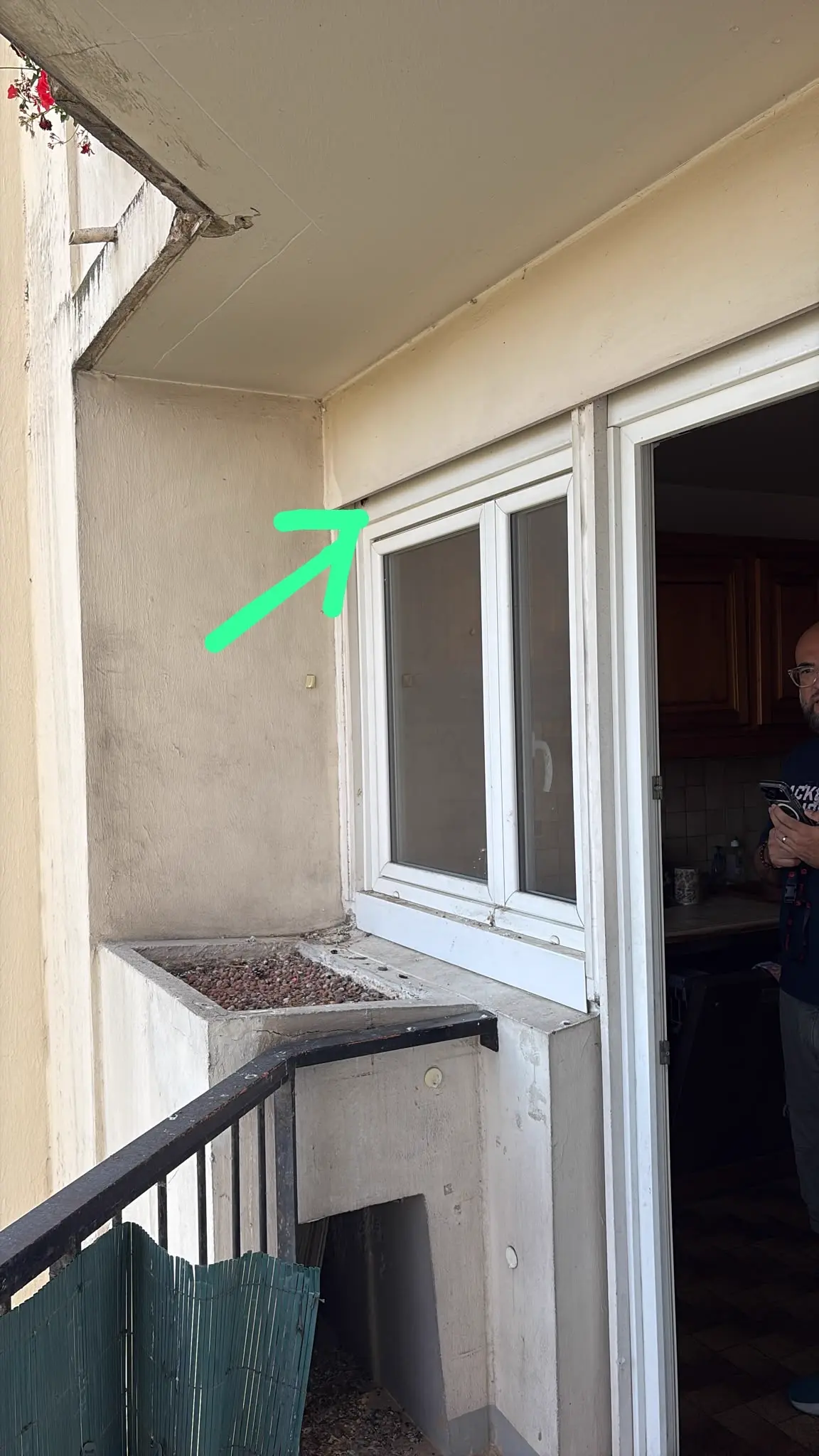 Nid de frelons asiatiques repéré en hauteur au-dessus d'une baie vitrée de balcon dans une résidence à Pantin (93)